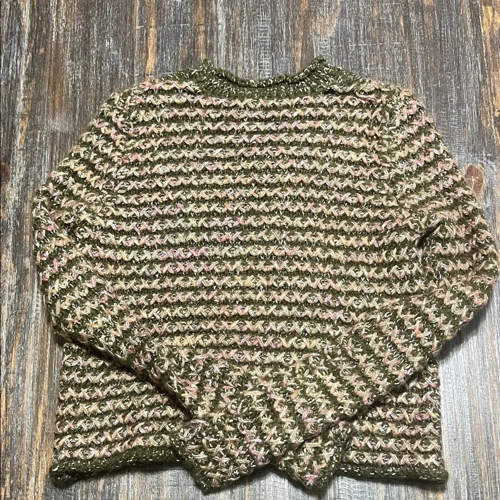 Olive and Pink Knit Women's Sweater